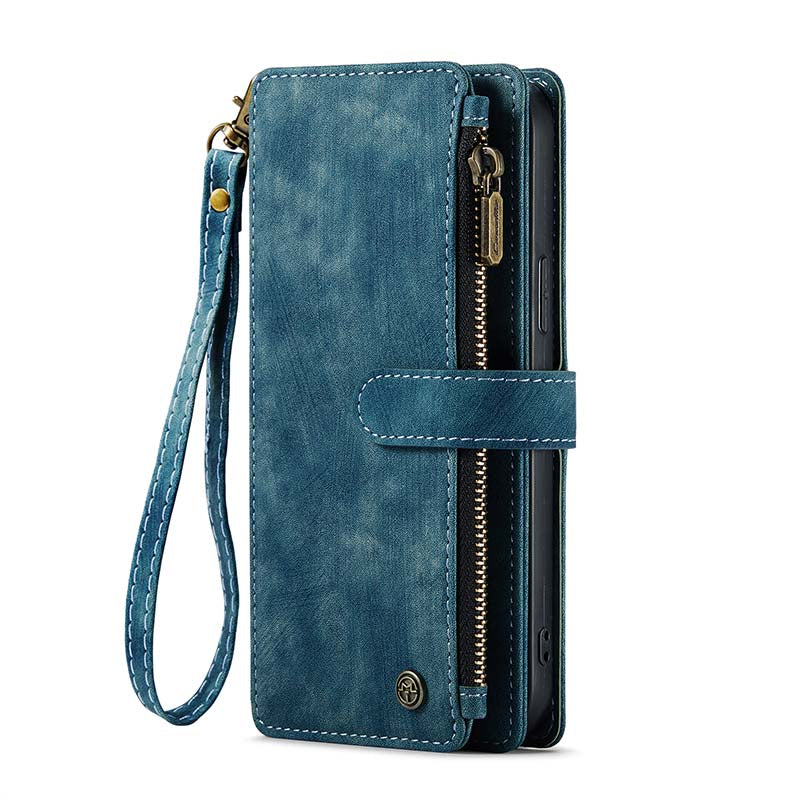 CaseMe Retro Zipper Wallet Case Blue