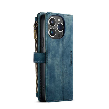 CaseMe Retro Zipper Wallet Case Blue