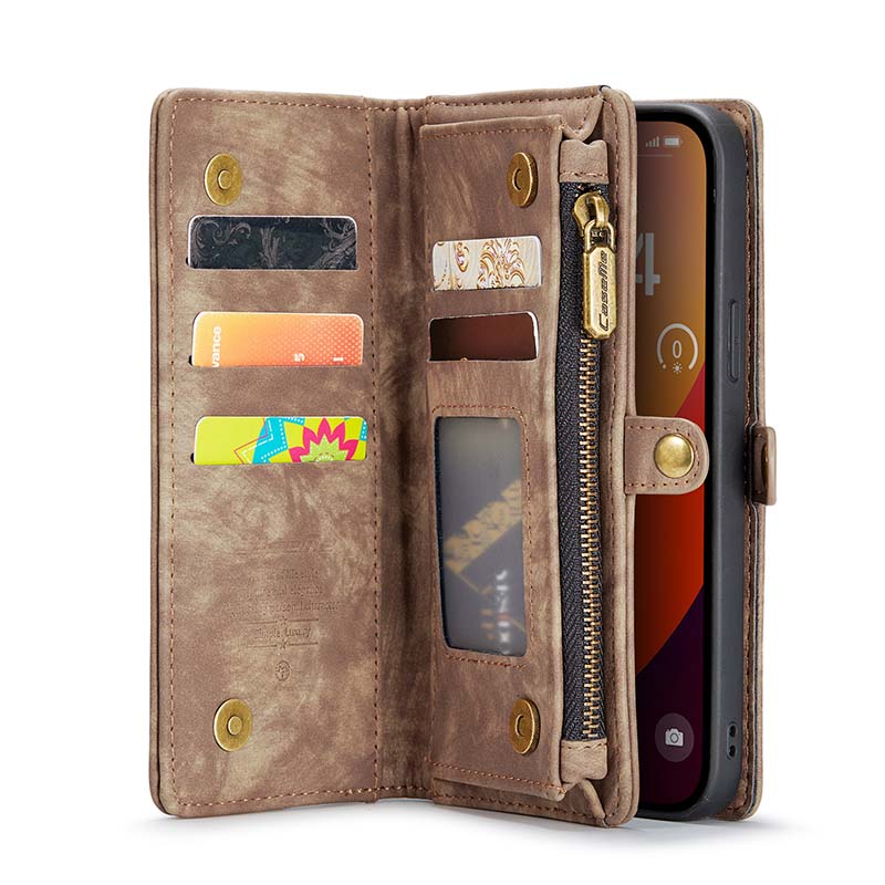 CaseMe Zipper Wallet Detachable Case Brown
